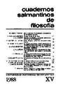 Cuadernos Salmantinos de Filosofía. 1988, volume 15. PORTADA [Article]