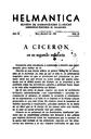 Helmántica. 1958, volume 9, #28-30. Pages 179-181. A Cicerón en su segundo milenario [Article]