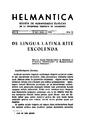 Helmántica. 1959, volume 10, #31-33. Pages 3-8. De lingua latina rite excolenda [Article]