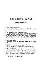 Helmántica. 1960, volume 11, #34-36. Pages 311-336. Lucretiana: liber tertius (I) [Article]