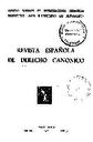 Revista Española de Derecho Canónico. 1958, volumen 13, n.º 37. PORTADA [Artículo]