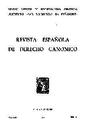 Revista Española de Derecho Canónico. 1974, volumen 30, n.º 87. PORTADA [Artículo]