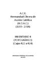A.C.E. Hermandad Obrera de Acción Católica (H.O.A.C.) (1955‐ 2014). Inventario 4 
 (Topográfico) (Cajas 422 a 424) [Libro]